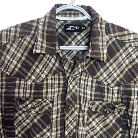 DAKOTA Plus Size Sleeveless Shirt‎ Men Plaid Brown Cowboy Tank Top Country Style - Picture 3 of 9